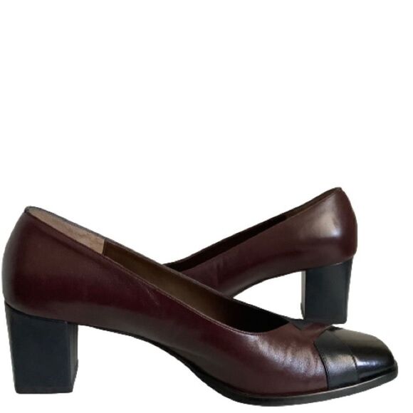 LA REBECCA FIRENZE LEATHER BLOCK HEEL SHOES SIZE 8B - Picture 4 of 10